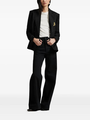 logo-embroidered double-breasted blazer