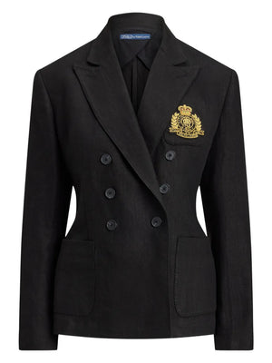 logo-embroidered double-breasted blazer