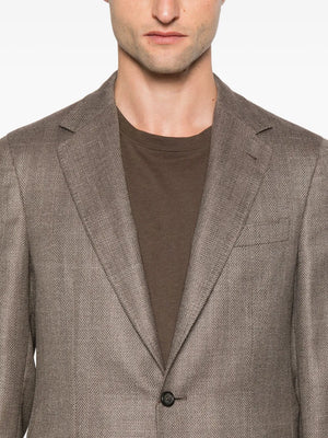 herringbone patch-pocket jacket