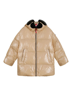 goggle-detail hooded puffer jacket