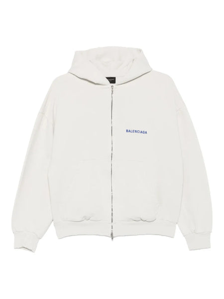 logo-embroidered zip-up Hoodie