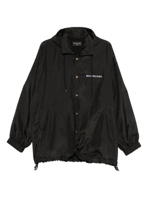 hooded logo-embroidered jacket