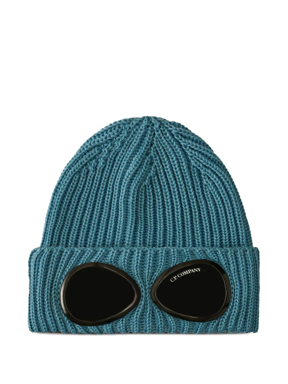 goggle-detail ribbed-wool beanie hat
