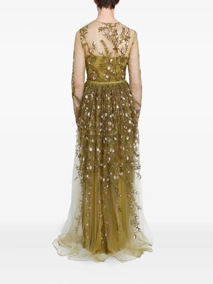 embroidered tulle long dress