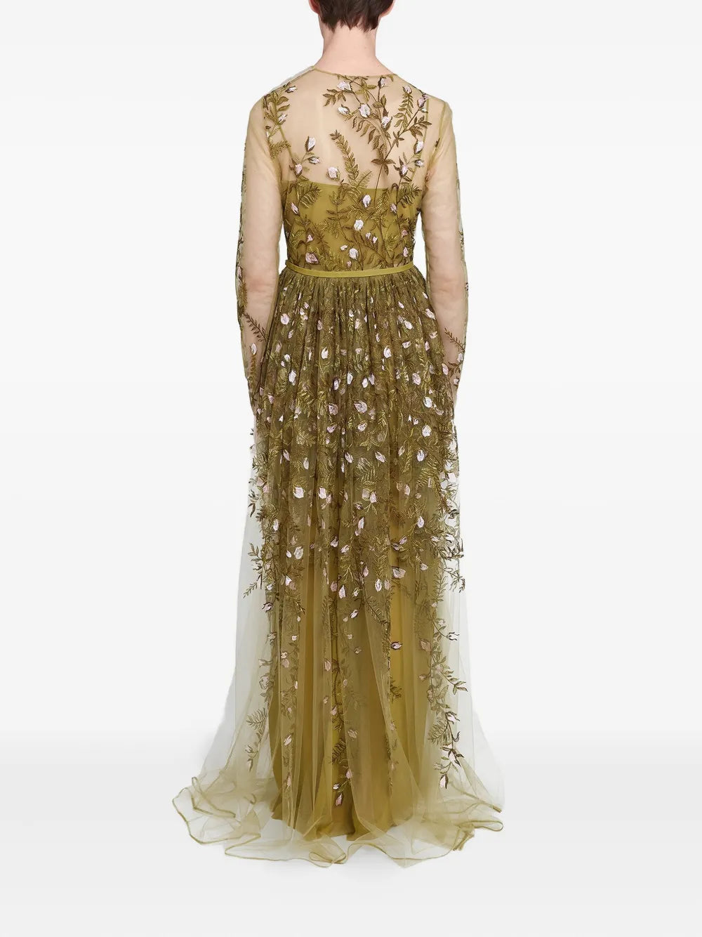 embroidered tulle long dress