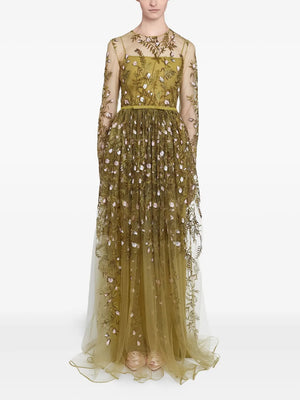 embroidered tulle long dress