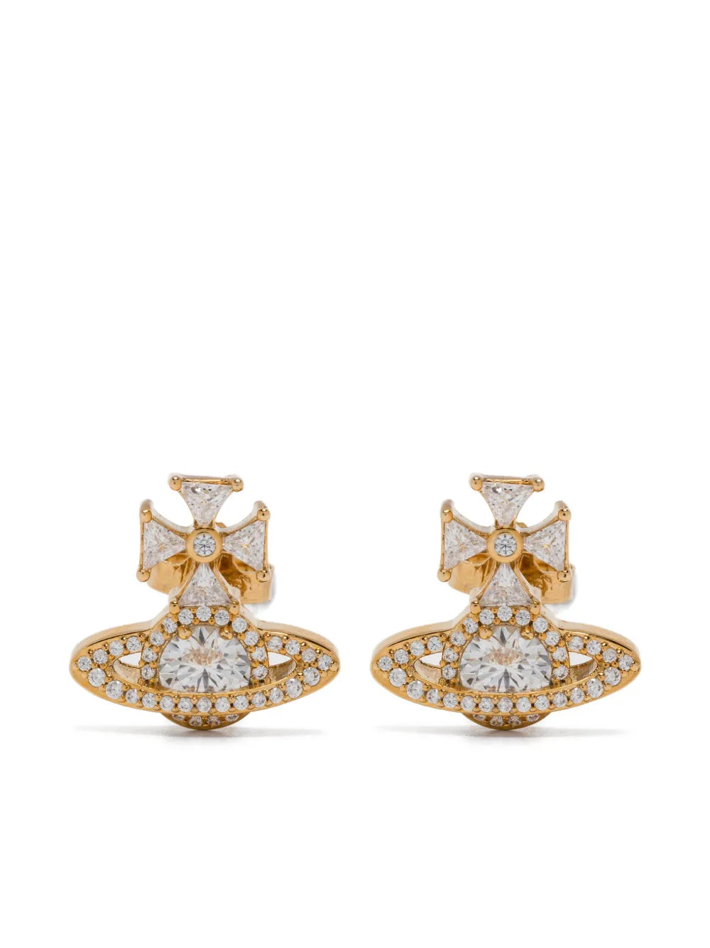 orb cross cubic zirconia earrings