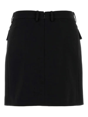 double-breasted twill skirt