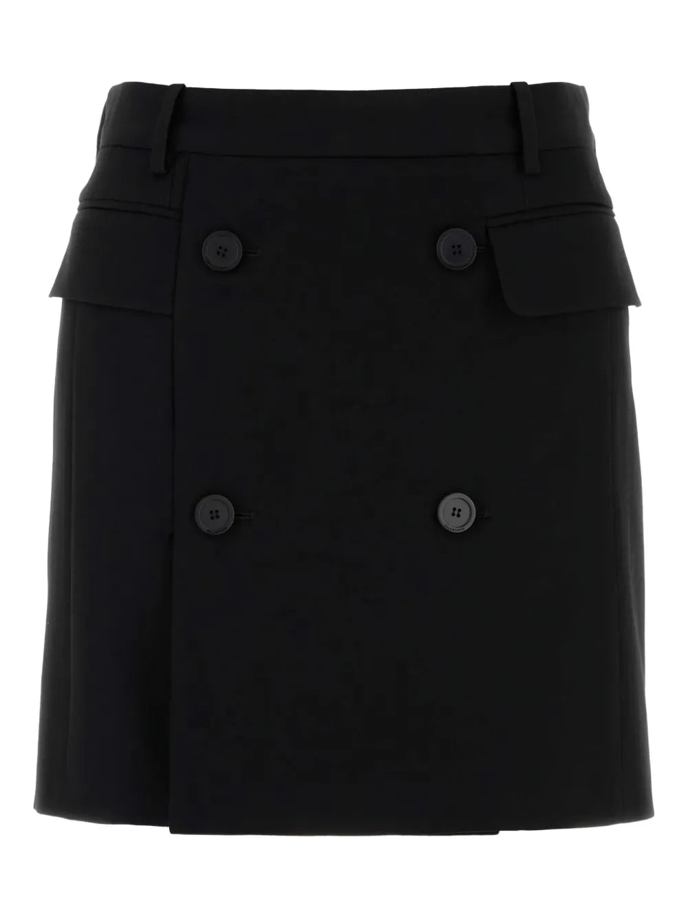 double-breasted twill skirt
