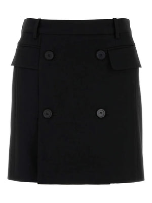 double-breasted twill skirt