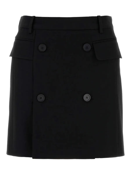 double-breasted twill skirt