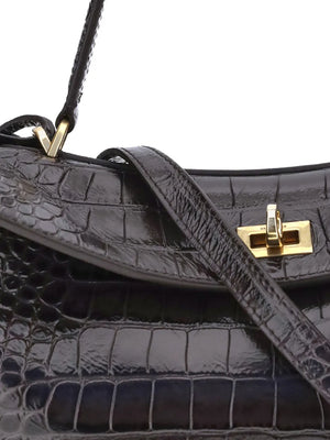 medium crocodile-effect shoulder bag