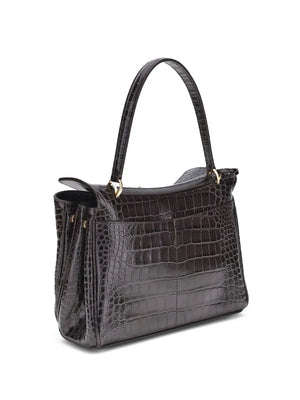 medium crocodile-effect shoulder bag