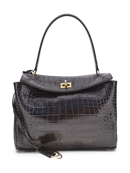 medium crocodile-effect shoulder bag