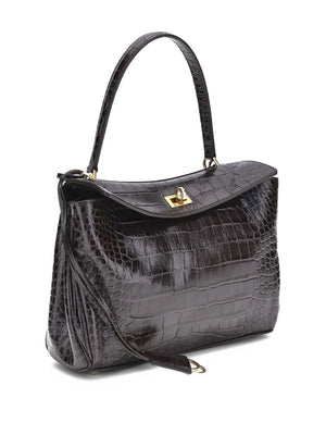 medium crocodile-effect shoulder bag
