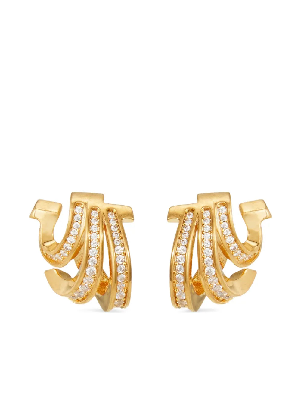 Triple-Gancini crystal-hoop earrings