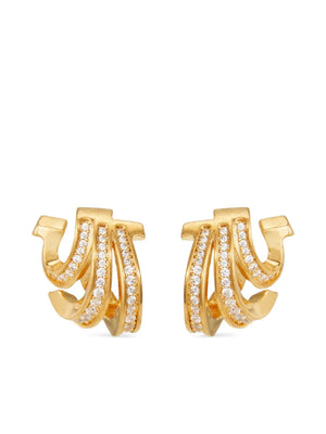Triple-Gancini crystal-hoop earrings