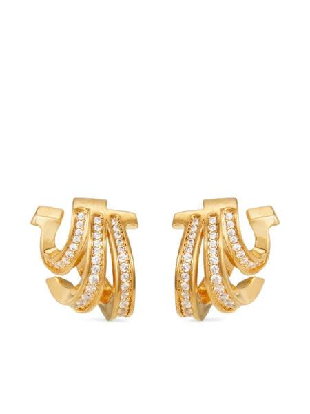 Triple-Gancini crystal-hoop earrings