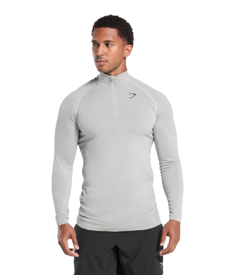 Gymshark Vital Seamless 1/4 Zip - Light Grey/Smokey Grey