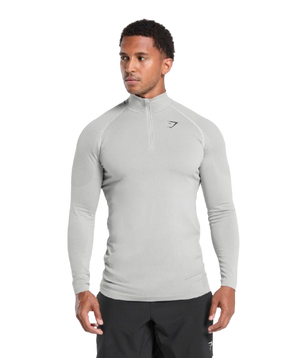 Gymshark Vital Seamless 1/4 Zip - Light Grey/Smokey Grey