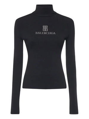 logo-detail ribbed turtleneck top