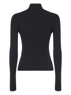 logo-detail ribbed turtleneck top