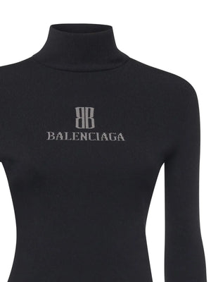 logo-detail ribbed turtleneck top
