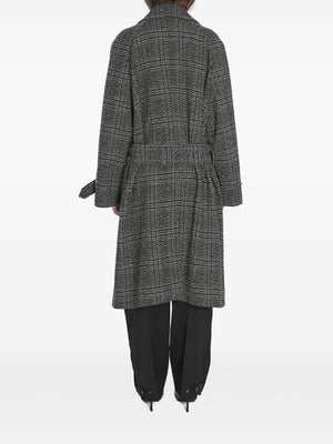 One Layer checked belted coat