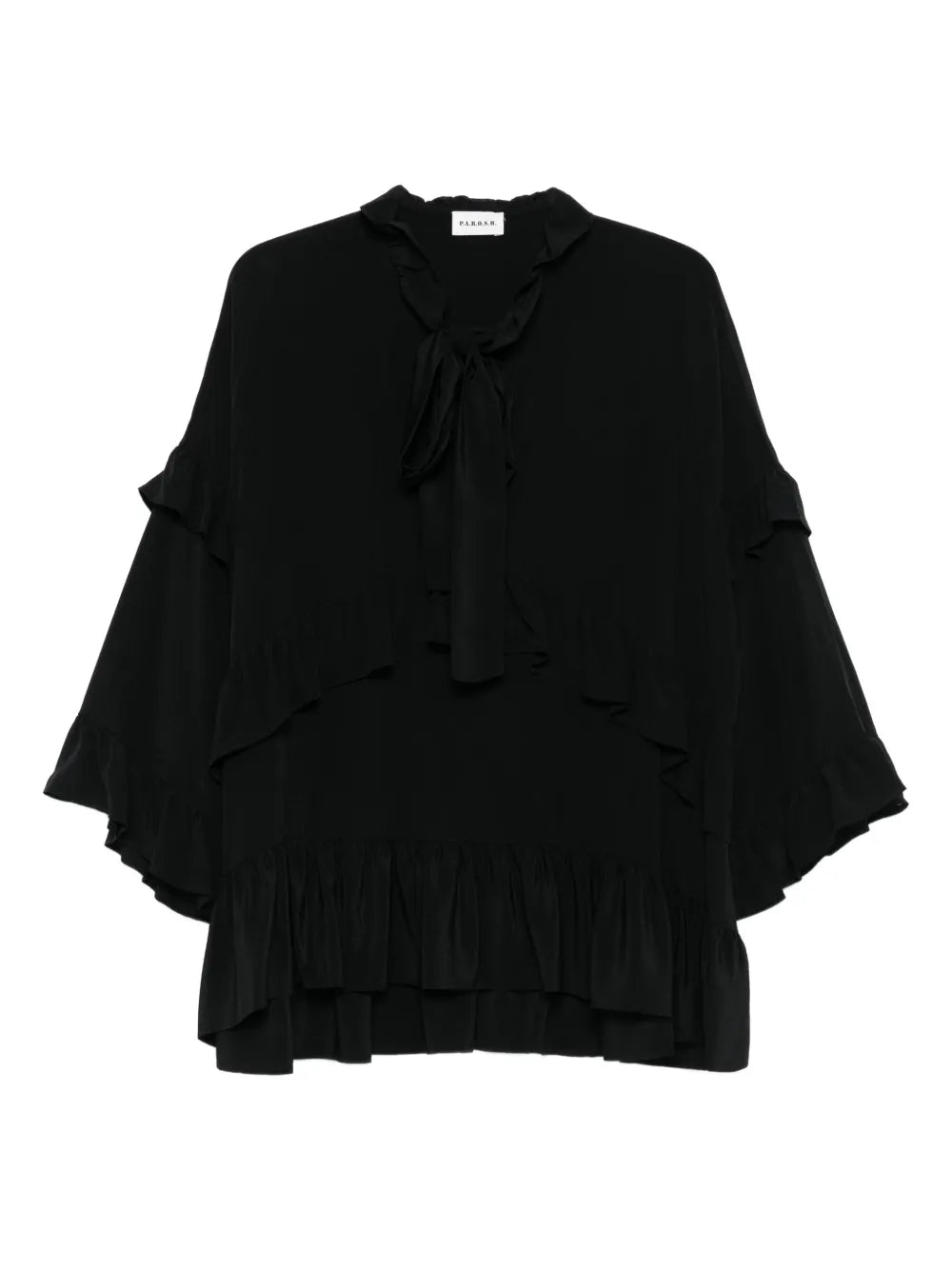 ruffled tie-neck top