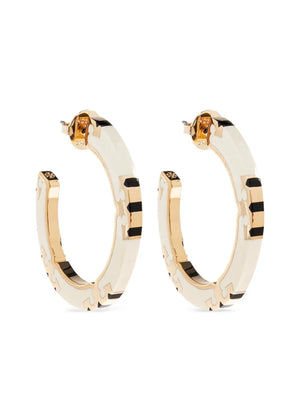 logo-plaque hoop earrings