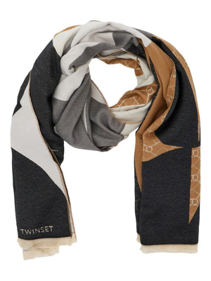 geometric-pattern fringed scarf