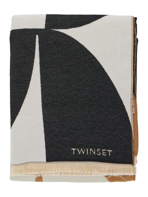geometric-pattern fringed scarf