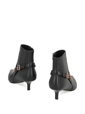 buckle-detail pointed-toe boots