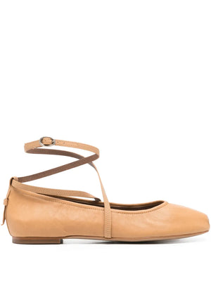 leather wrap-strap ballet flats