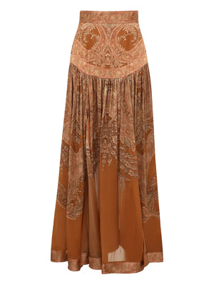Memento Burnout paisley slit maxi skirt
