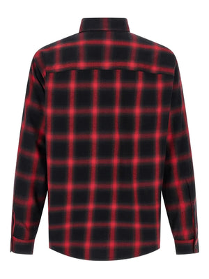 check-pattern logo-embroidered shirt