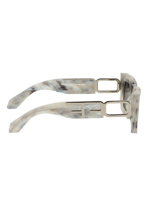 marble-effect square-frame sunglasses