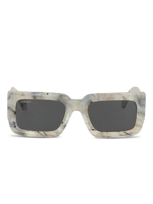 marble-effect square-frame sunglasses