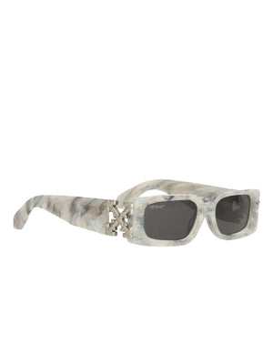 marbled-effect arrow-logo sunglasses