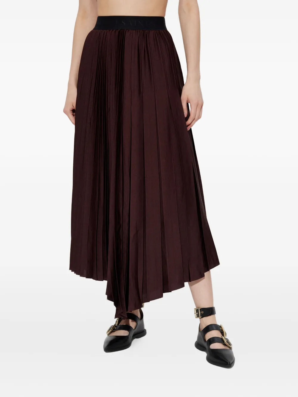 Jax pleated asymmetric skirt
