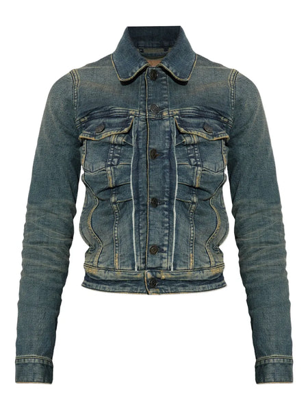 button-fastening denim jacket