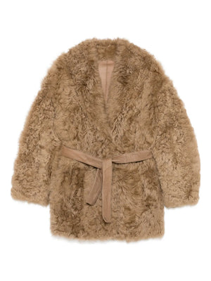 belted faux fur jacket