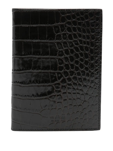 crocodile-effect leather wallet