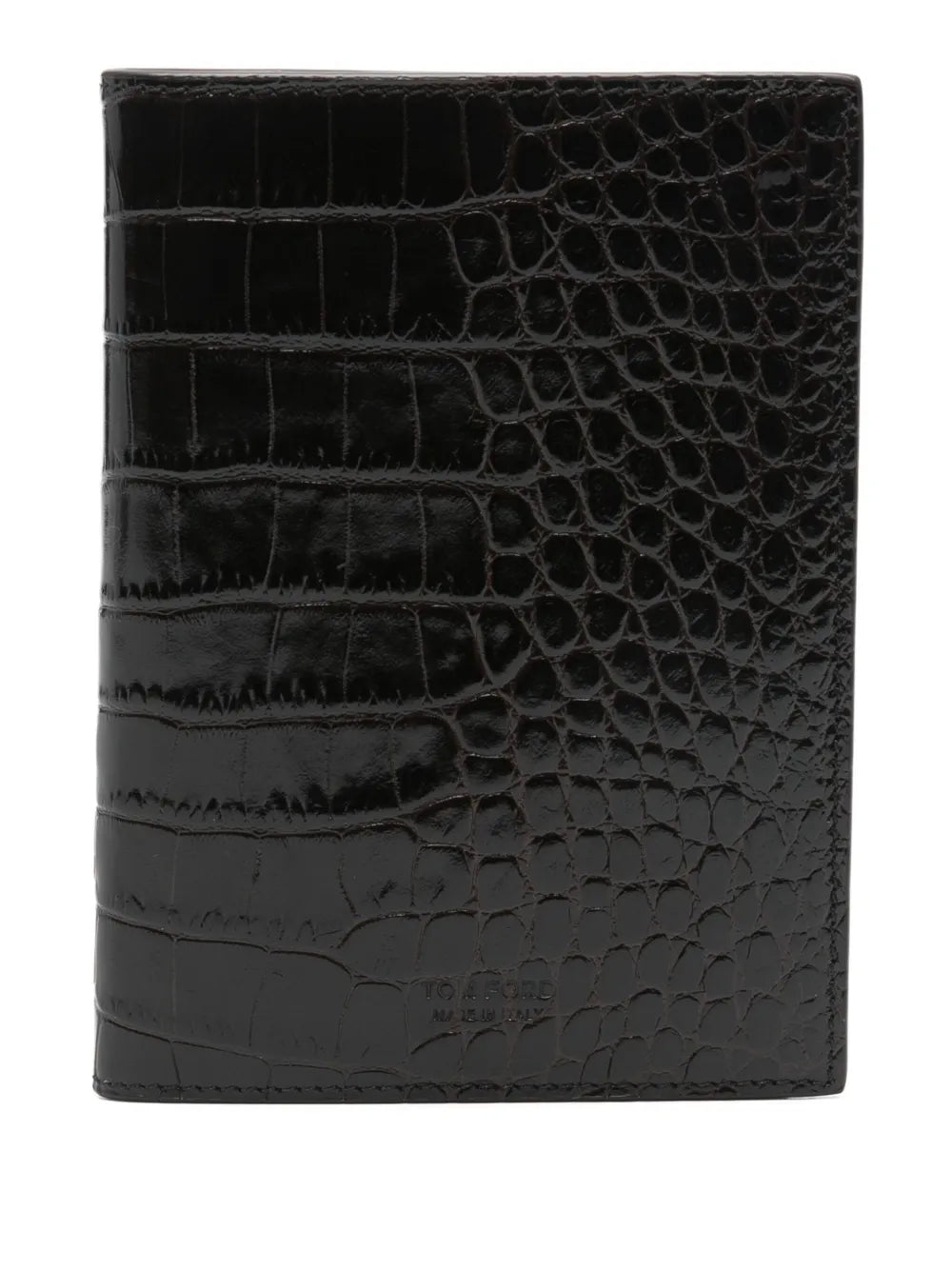 crocodile-effect leather wallet