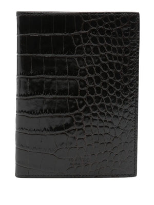 crocodile-effect leather wallet