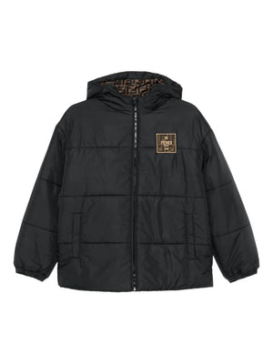 logo-patch hooded jacket 