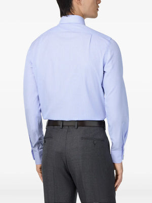 striped cutaway-collar shirt