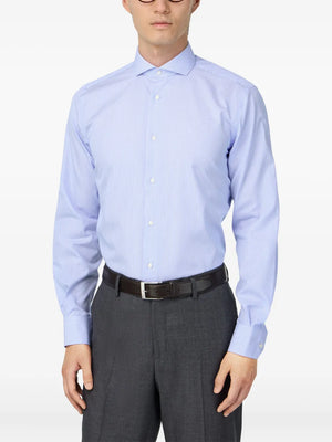 striped cutaway-collar shirt