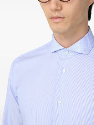 striped cutaway-collar shirt