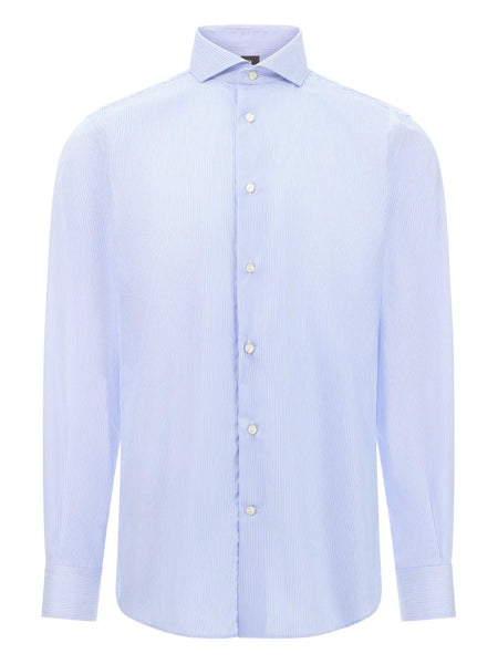 striped cutaway-collar shirt